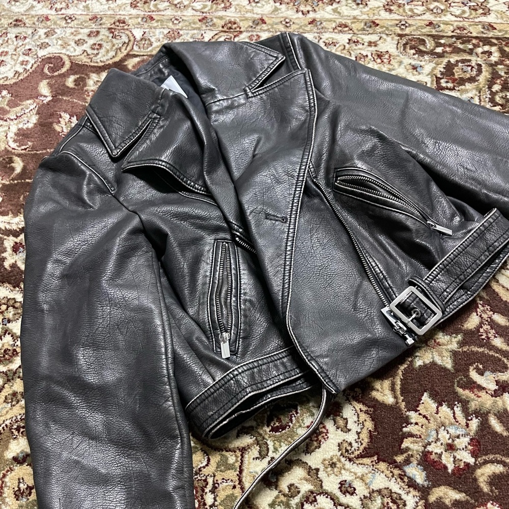 Zara Dark Gray/brown Leather Jacket